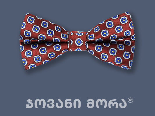 Bow Ties - Artificial Silk - Square Eye - Brown-Burgundy
