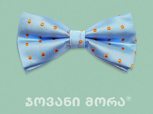 Bow Ties - Artificial Silk - Yellow Dots - Sky Blue