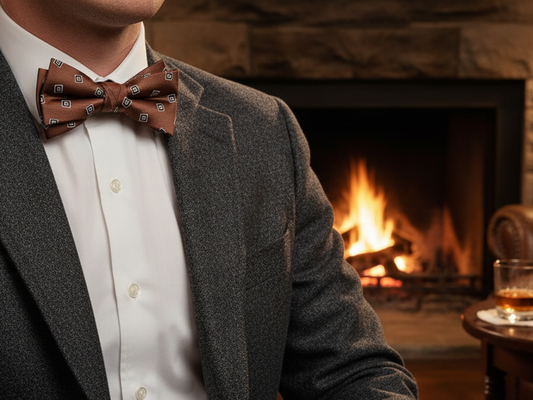 Bow Ties - Artificial Silk - Figures - Brown-Burgundy