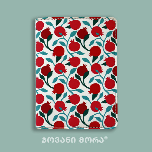 Passport Holders - Vegan Leather - Pomegranates - White