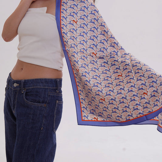 Scarf - Deer’s Leap - Natural Silk - Beige - Orange