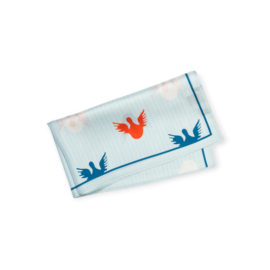 Scarf - Angels - Natural Silk - Sky Blue