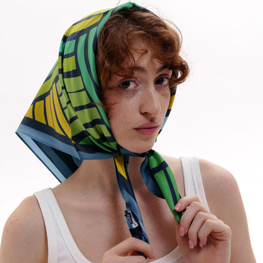 Scarf - Long Roads - Natural Silk - Blue