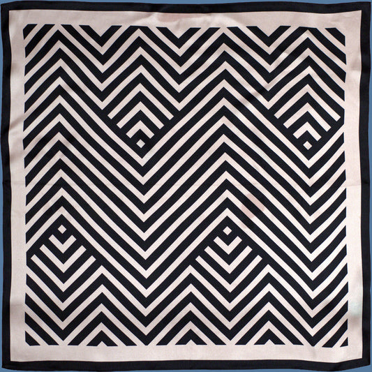 Scarf – ZigZag – Natural Silk – Black & White