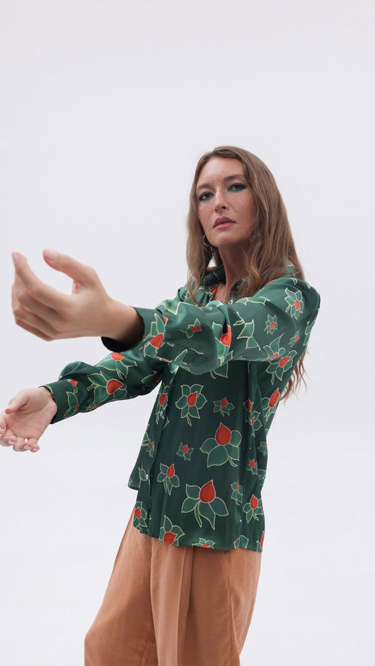 Shirts - Natural Silk - Lega Magnolia - Green