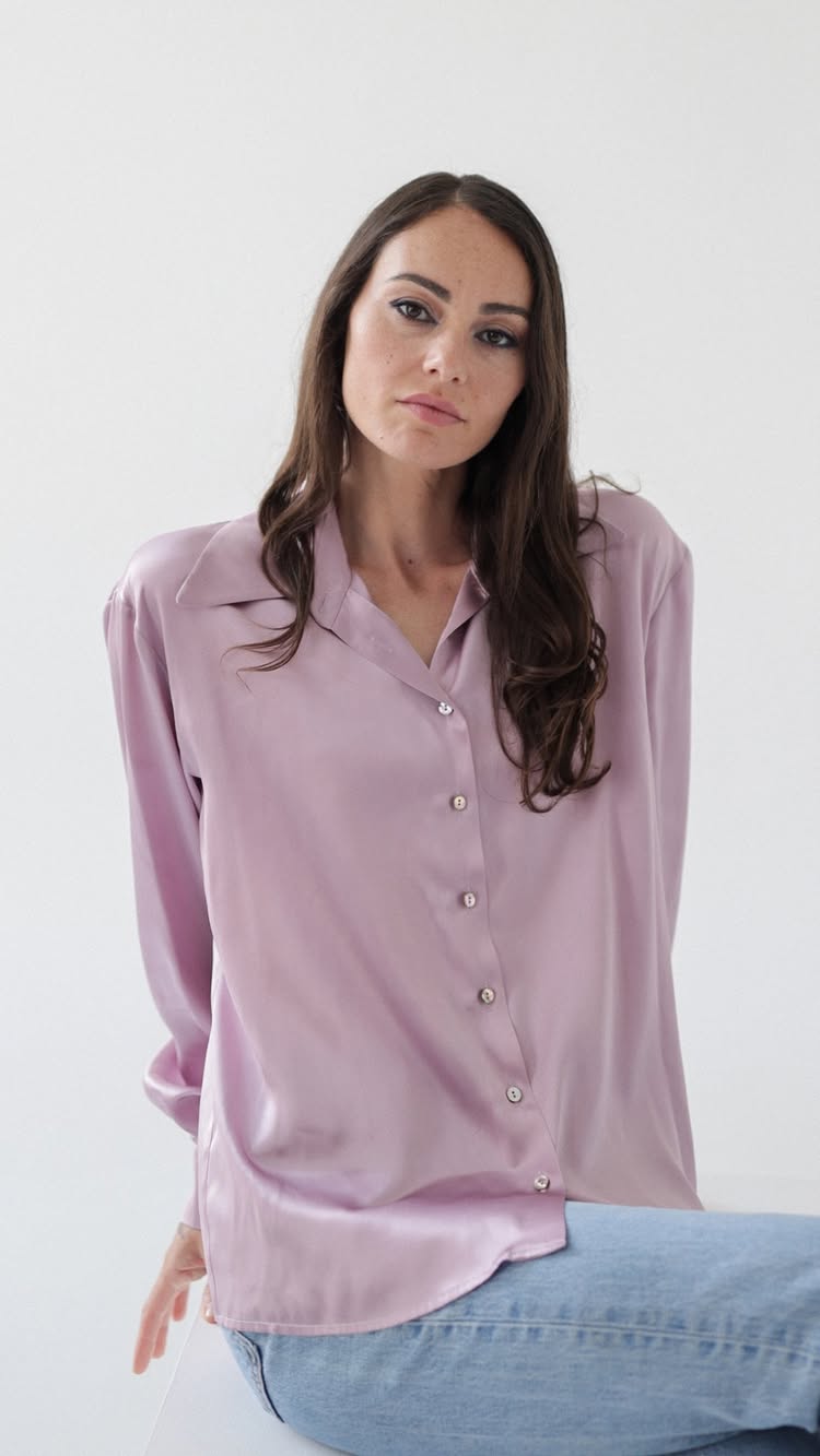 Shirts - Natural Silk - Solid Color - Light Pink