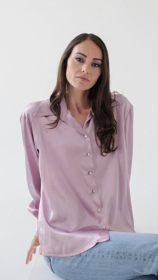 Shirts - Natural Silk - Solid Color - Light Pink