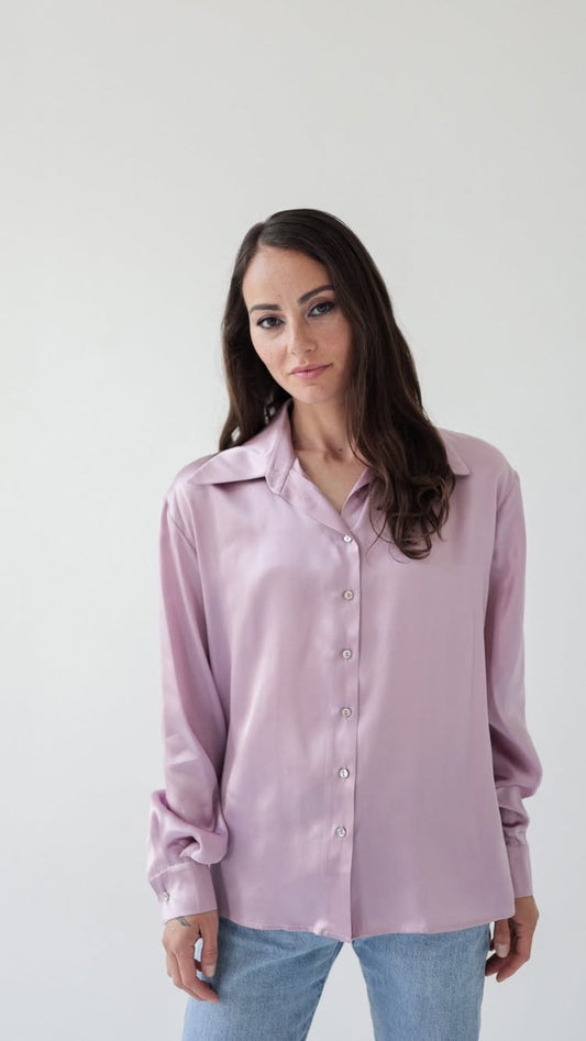 Shirts - Natural Silk - Solid Color - Light Pink