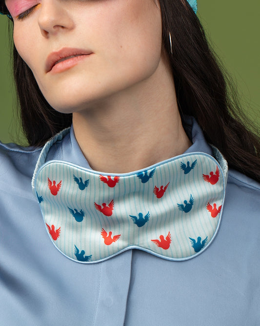 ძილის ნიღბები - ნატურალური აბრეშუმი - ანგელოზები - ცისფერი