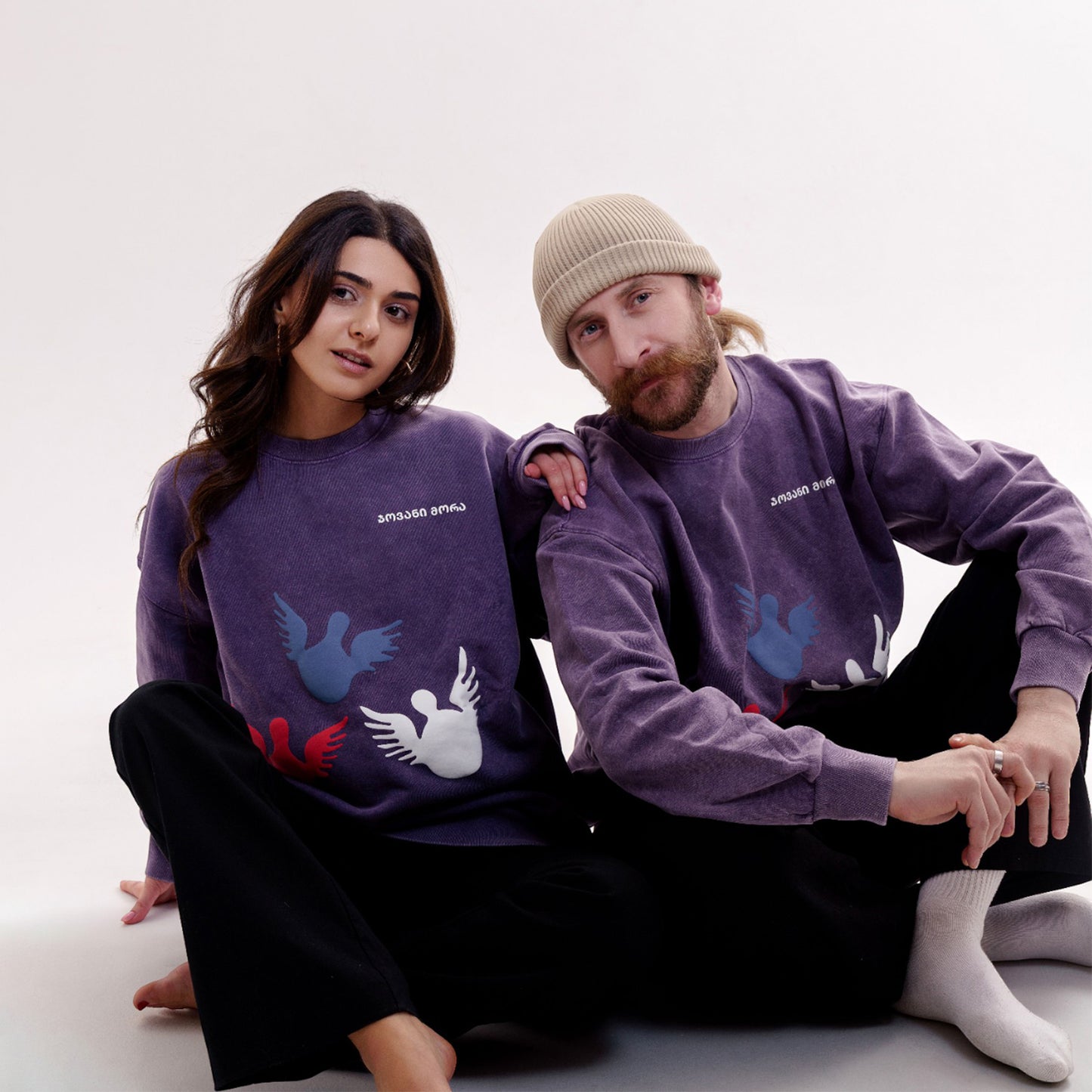 სვიტერი - ანგელოზები - ბამბა, Acid-Washed - იისფერი