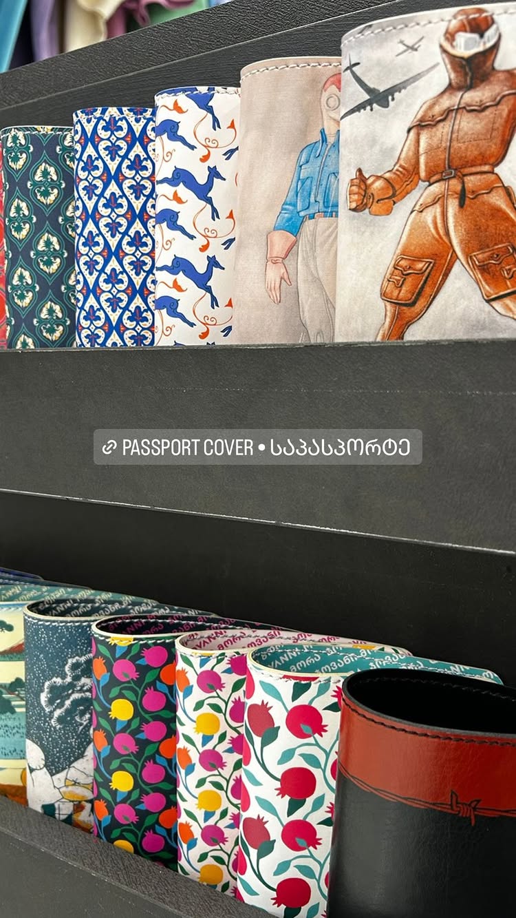 Passport Holders - Vegan  Leather - Strawberries - Sky Blue - White