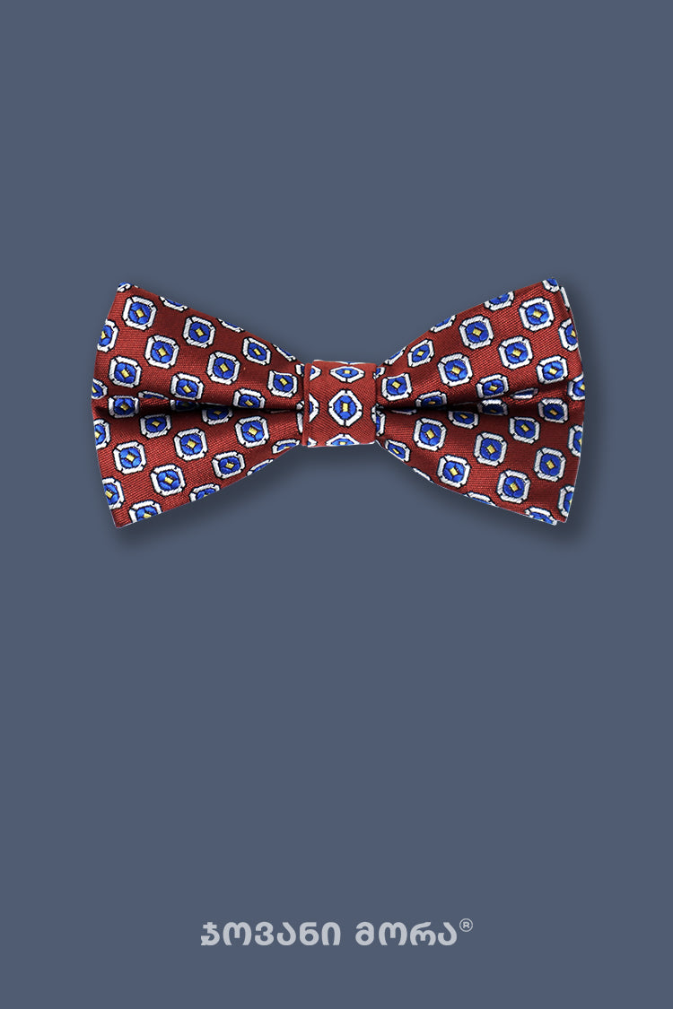 Bow Ties - Artificial Silk - Square Eye - Brown-Burgundy