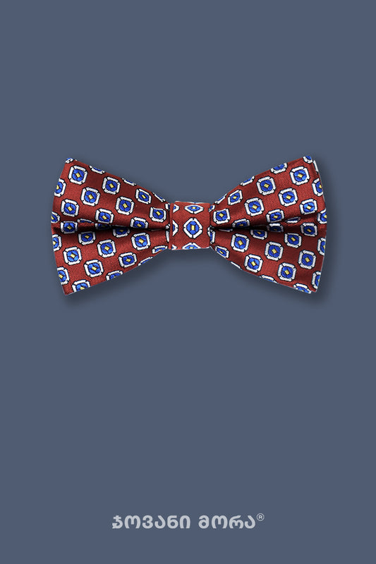 Bow Ties - Artificial Silk - Square Eye - Brown-Burgundy