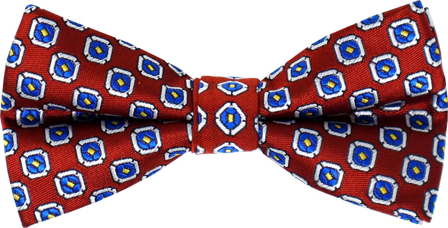 Bow Ties - Artificial Silk - Square Eye - Brown-Burgundy