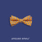 Yellow Jasmine silk bow tie with blue floral pattern