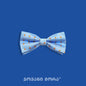 Sky-blue silk bow tie with yellow polka dots
