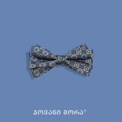 Sky-blue silk bow tie with Venus pattern
