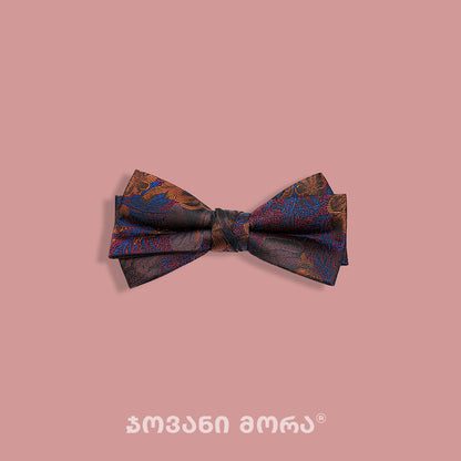 Brown silk bow tie with Sunset pattern