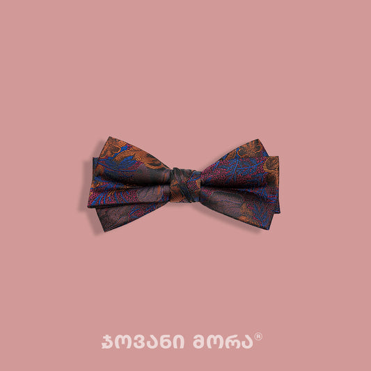 Brown silk bow tie with Sunset pattern
