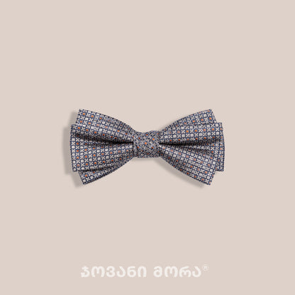 Gray silk bow tie with Pearl Eye pattern