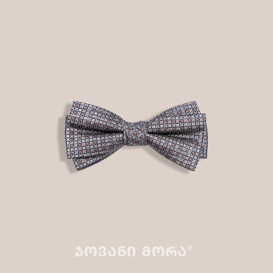 Gray silk bow tie with Pearl Eye pattern