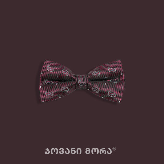 Bordeaux silk bow tie with Ruby Eye pattern