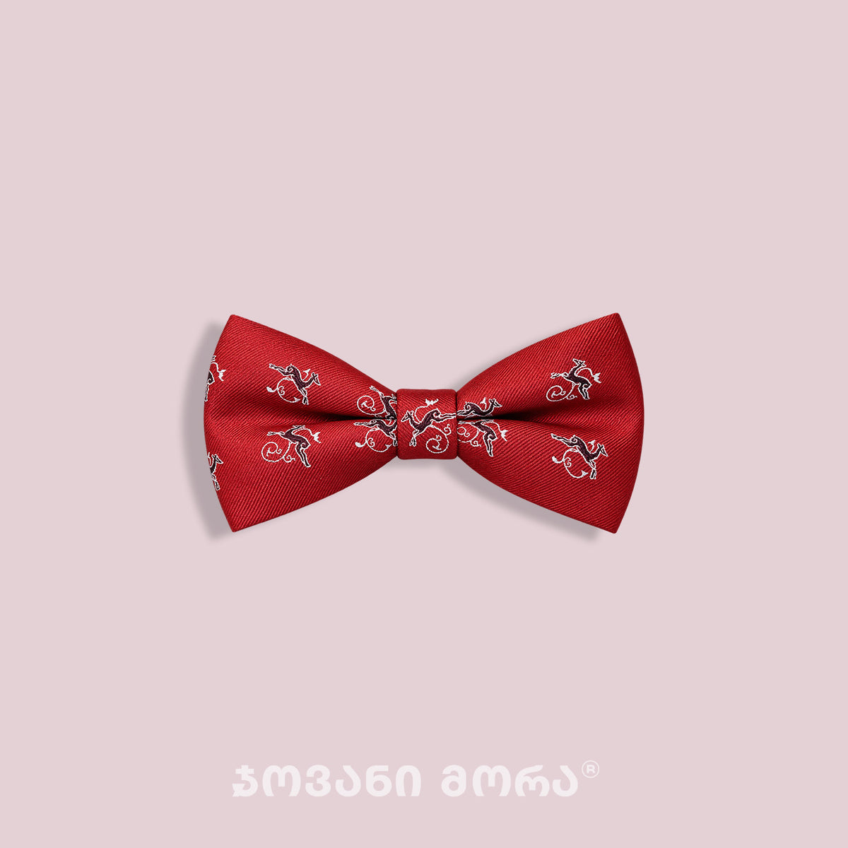 Natural silk bow tie with Deer’s Leap pattern
