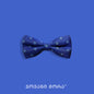 Blue natural silk bow tie with Bird of Paradise pattern