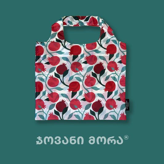 White Pomegranates tote bag displayed flat