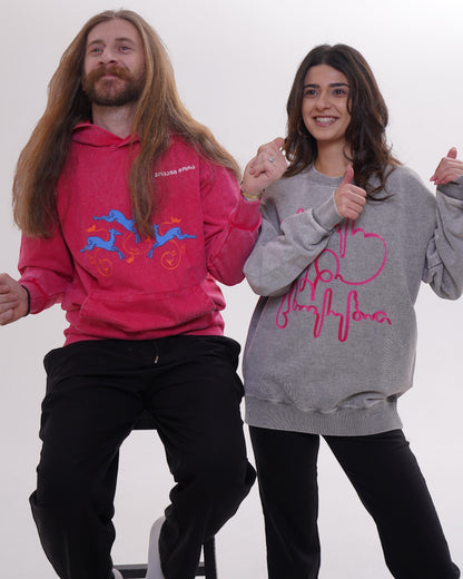 ჰუდი - 100% მჟავათი გარეცხილი ბამბა - Deer's Leap - წითელი