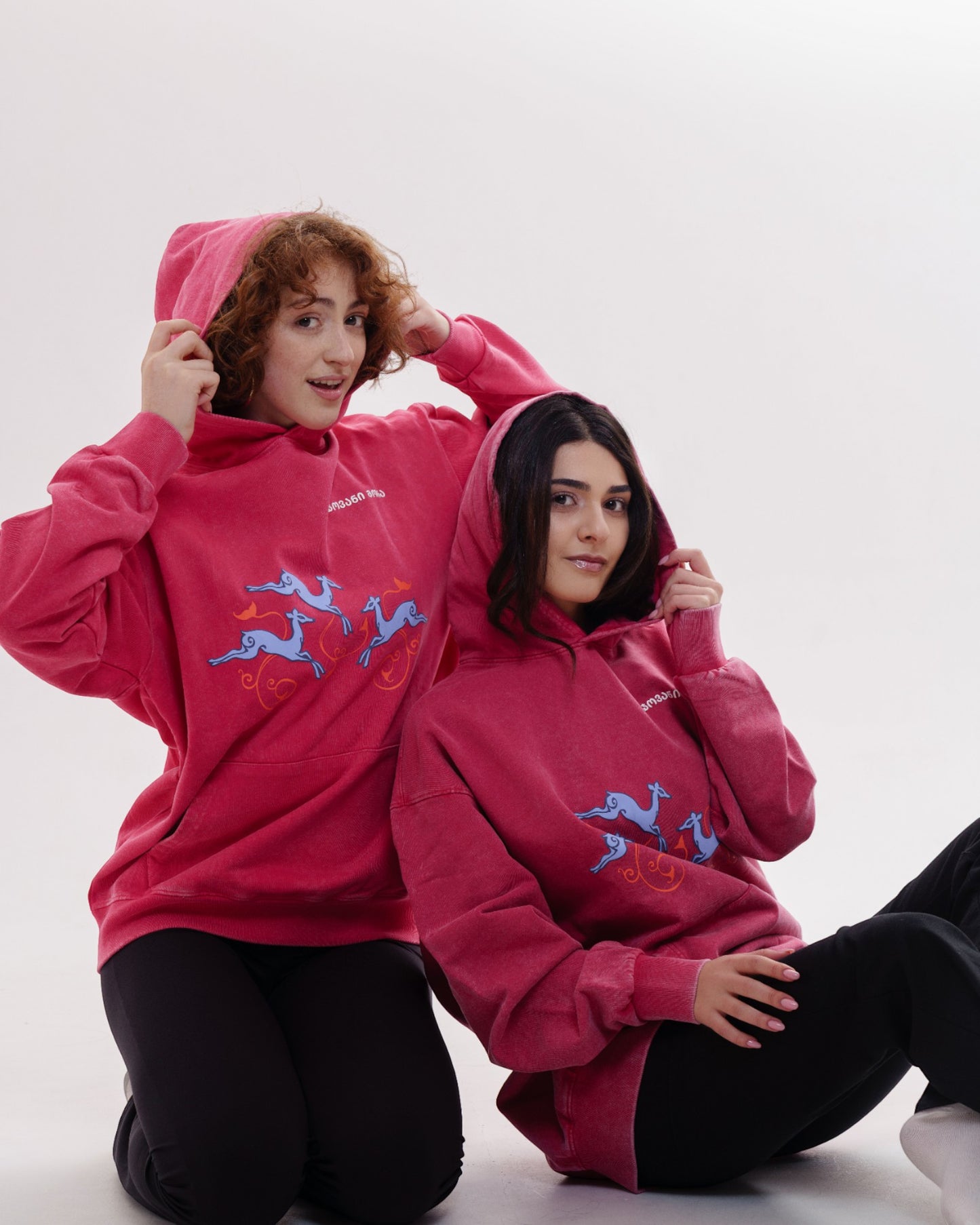 ჰუდი - 100% მჟავათი გარეცხილი ბამბა - Deer's Leap - წითელი