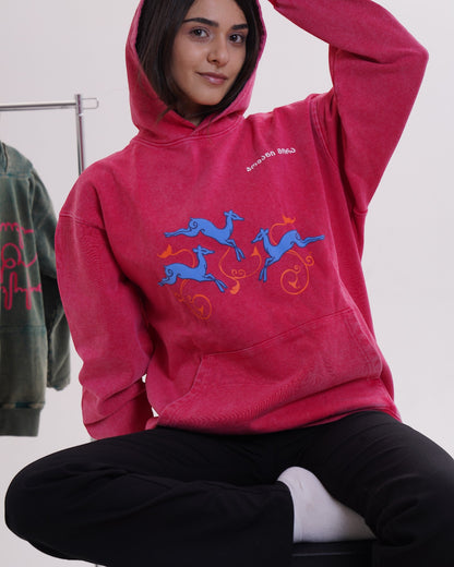 ჰუდი - 100% მჟავათი გარეცხილი ბამბა - Deer's Leap - წითელი