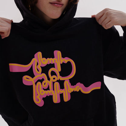 Hoodie - Live Your Own Life - Cotton Acid-Washed - Black