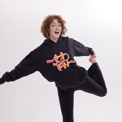 Hoodie - Live Your Own Life - Cotton Acid-Washed - Black