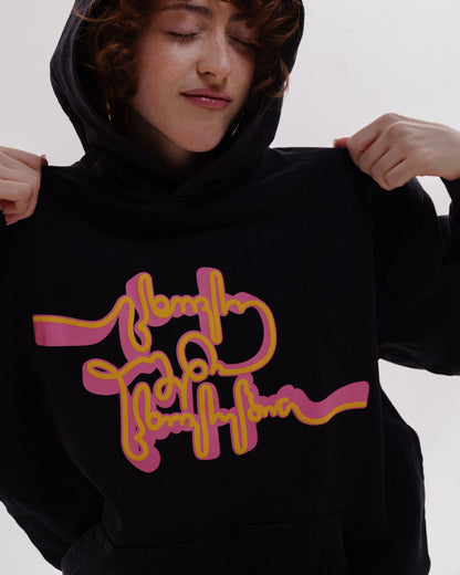 ჰუდი - 100% მჟავათი გარეცხილი ბამბა - იცხოვრე შენი ცხოვრებით - შავი - m² x Giovanni Morra