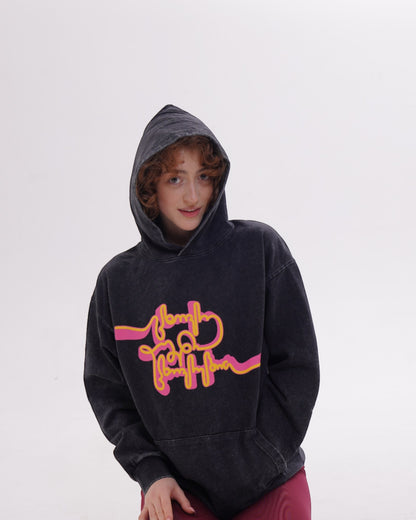 ჰუდი - 100% მჟავათი გარეცხილი ბამბა - იცხოვრე შენი ცხოვრებით - შავი - m² x Giovanni Morra