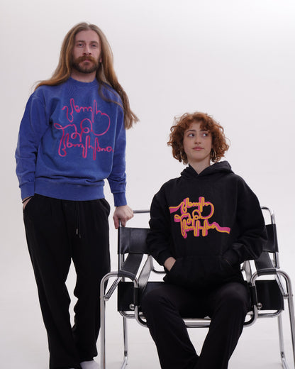 ჰუდი - 100% მჟავათი გარეცხილი ბამბა - იცხოვრე შენი ცხოვრებით - შავი - m² x Giovanni Morra