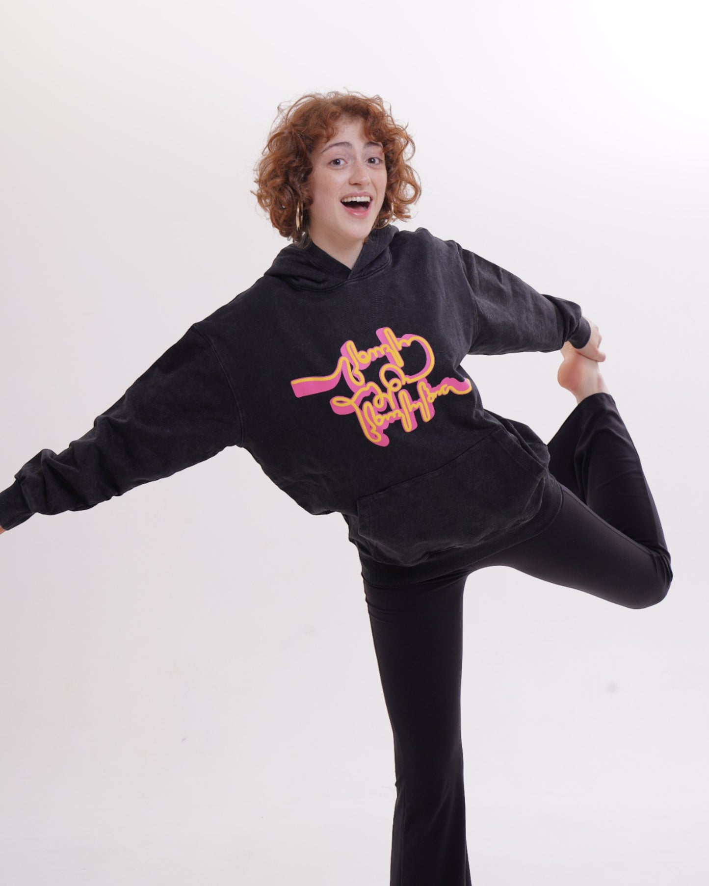 ჰუდი - 100% მჟავათი გარეცხილი ბამბა - იცხოვრე შენი ცხოვრებით - შავი - m² x Giovanni Morra