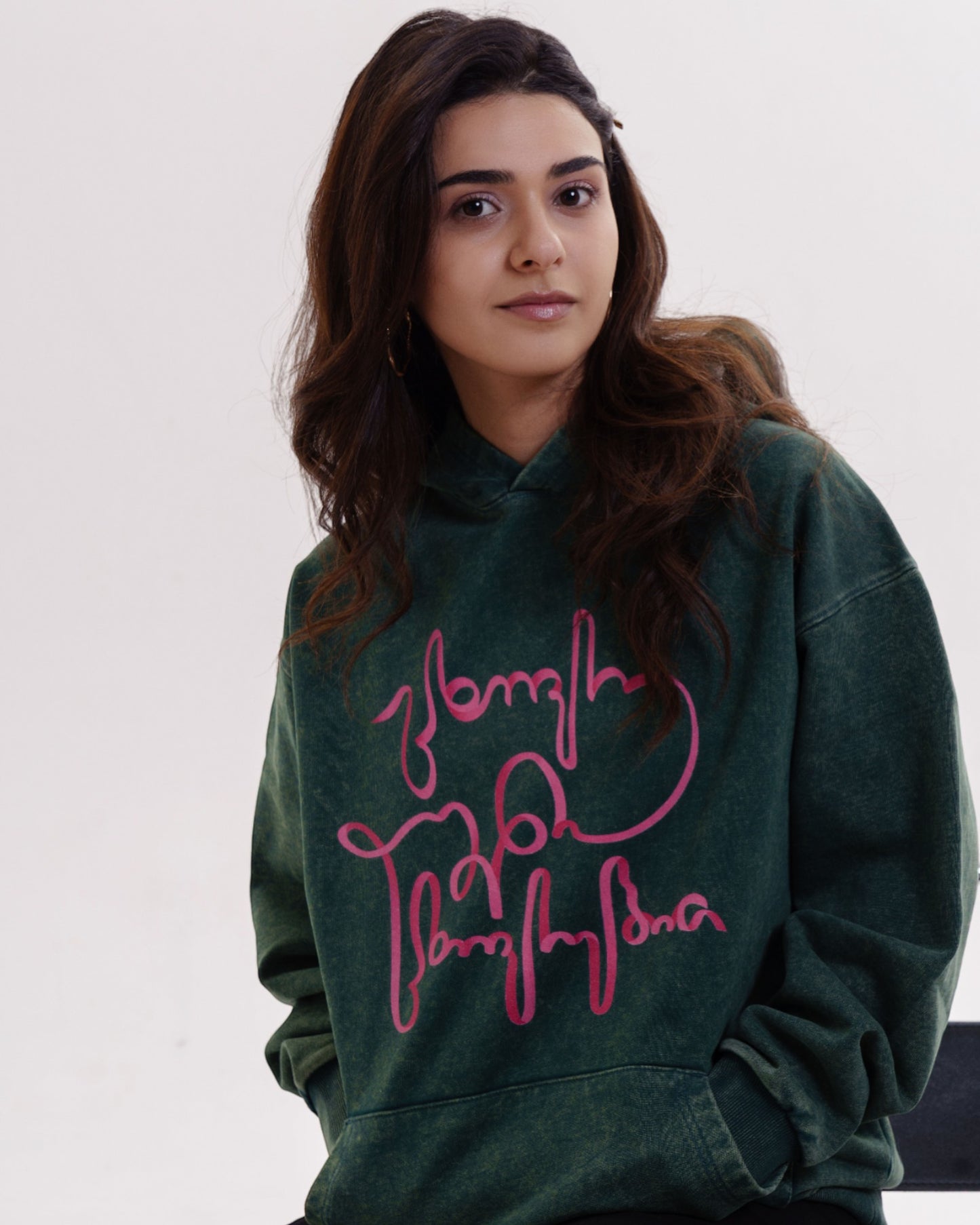 ჰუდი - 100% მჟავათი გარეცხილი ბამბა - იცხოვრე საკუთარი ცხოვრებით - მწვანე - m² x Giovanni Morra