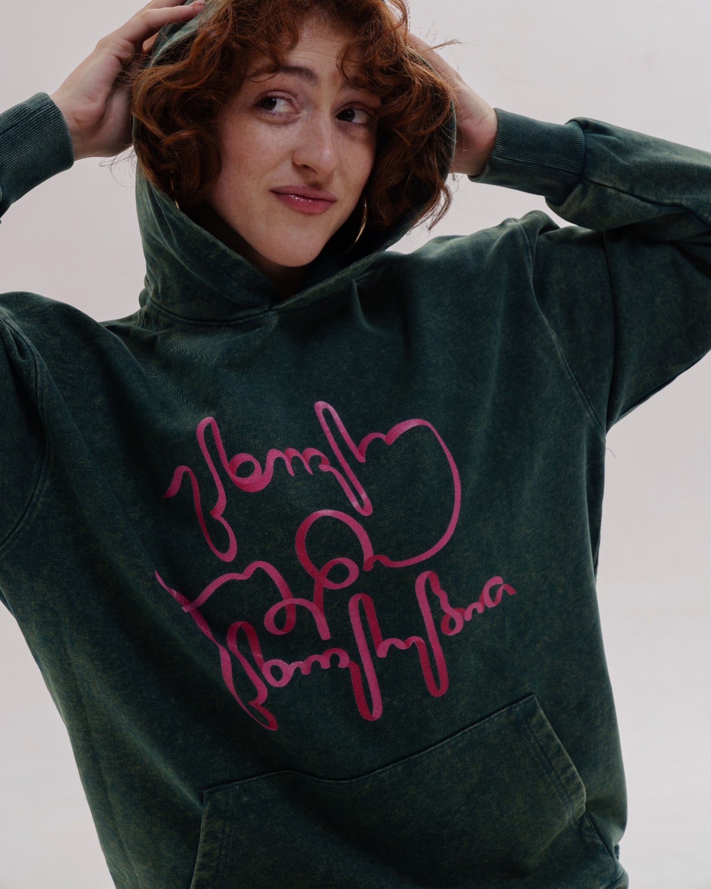 ჰუდი - 100% მჟავათი გარეცხილი ბამბა - იცხოვრე საკუთარი ცხოვრებით - მწვანე - m² x Giovanni Morra