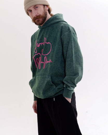 ჰუდი - 100% მჟავათი გარეცხილი ბამბა - იცხოვრე საკუთარი ცხოვრებით - მწვანე - m² x Giovanni Morra