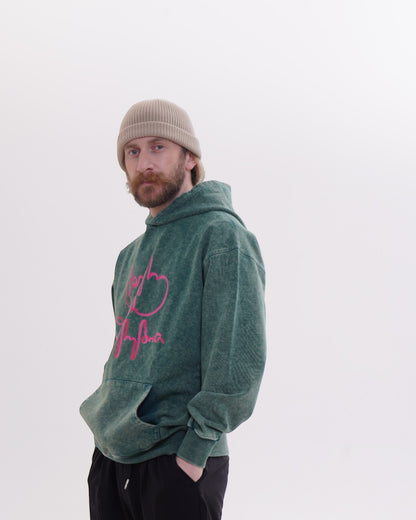 ჰუდი - 100% მჟავათი გარეცხილი ბამბა - იცხოვრე საკუთარი ცხოვრებით - მწვანე - m² x Giovanni Morra