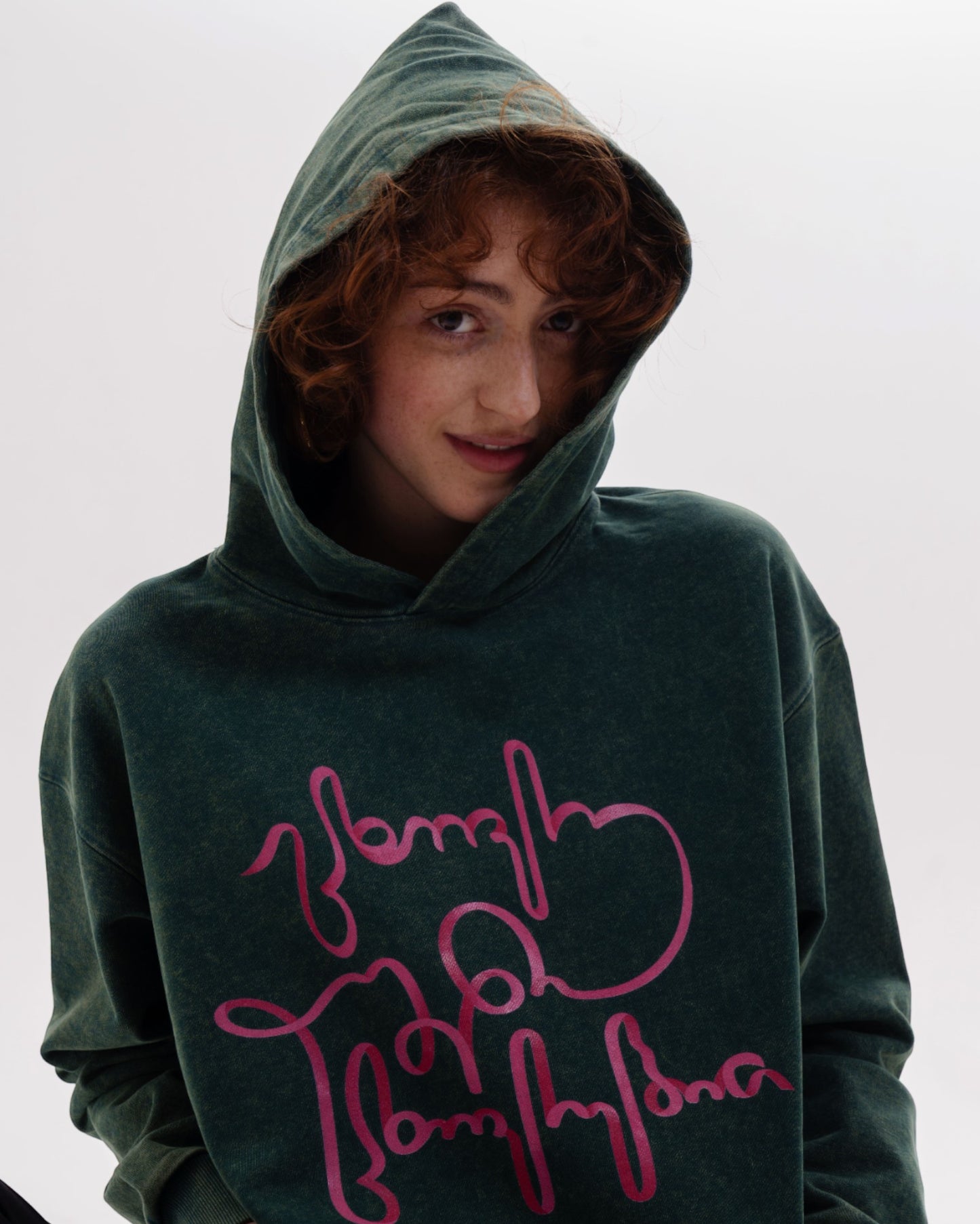 ჰუდი - 100% მჟავათი გარეცხილი ბამბა - იცხოვრე საკუთარი ცხოვრებით - მწვანე - m² x Giovanni Morra