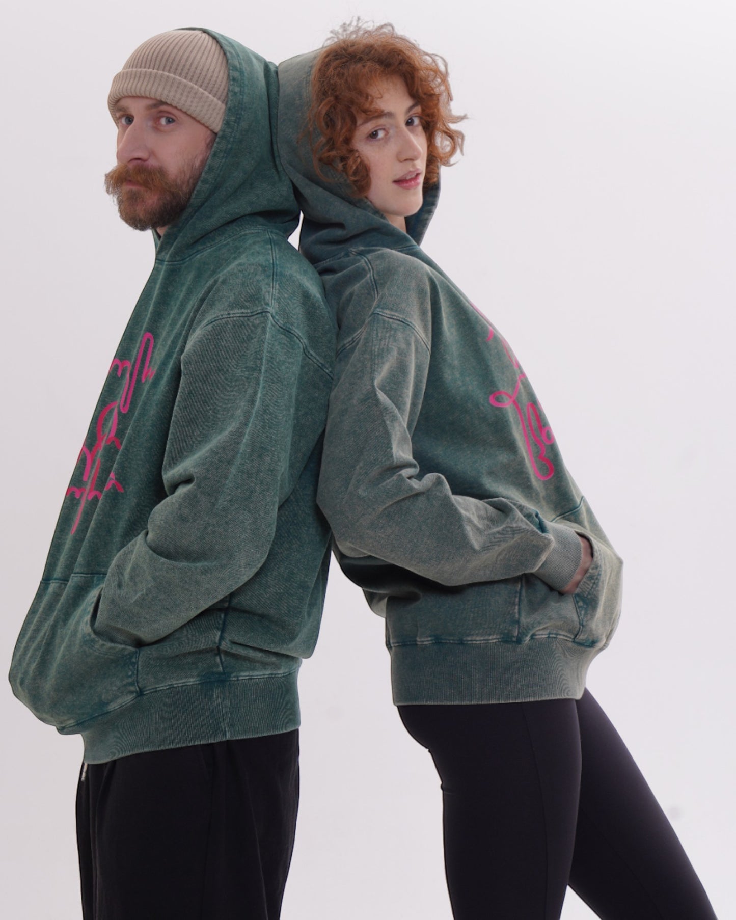 ჰუდი - 100% მჟავათი გარეცხილი ბამბა - იცხოვრე საკუთარი ცხოვრებით - მწვანე - m² x Giovanni Morra