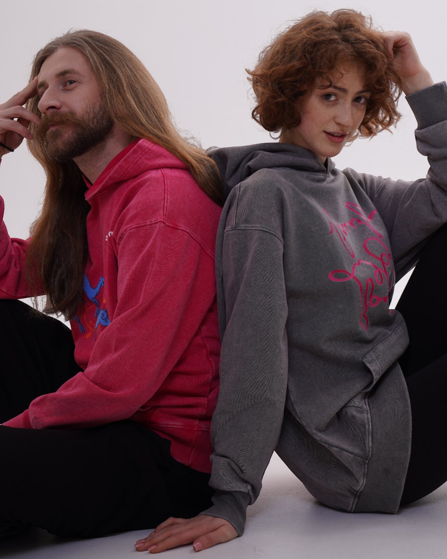 ჰუდი - 100% მჟავათი გარეცხილი ბამბა - იცხოვრე შენი ცხოვრებით - ნაცრისფერი - m² x Giovanni Morra