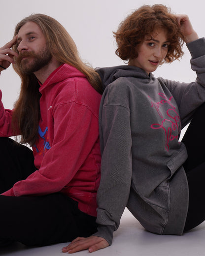 ჰუდი - 100% მჟავათი გარეცხილი ბამბა - იცხოვრე შენი ცხოვრებით - ნაცრისფერი - m² x Giovanni Morra