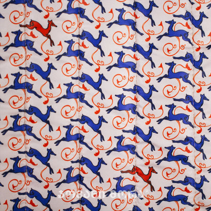 Close-up of Deer’s Leap Georgian textile print on padded laptop sleeve