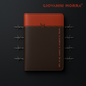 Folded black and brown vegan leather passport holder with Occupation print by Giovanni Morra