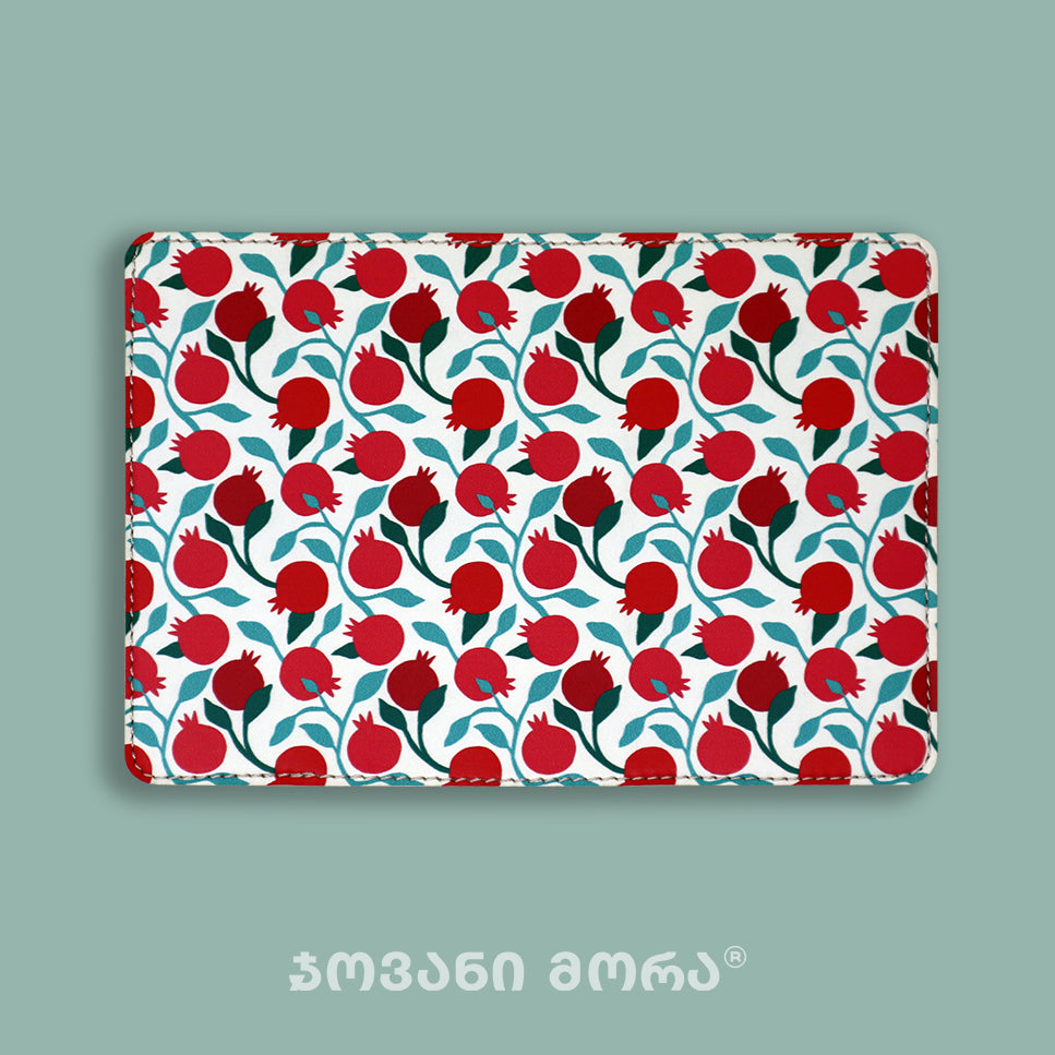 Passport Holders - Vegan Leather - Pomegranates - White