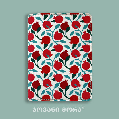 Passport Holders - Vegan Leather - Pomegranates - White